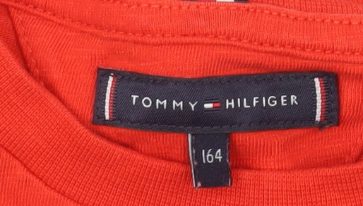 Tommy Hilfiger Men Red Cotton Crew Neck Short Sleeve T-Shirt XS