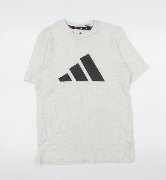 Adidas Boys Grey 13-14 Years Basic Cotton Logo T-Shirt
