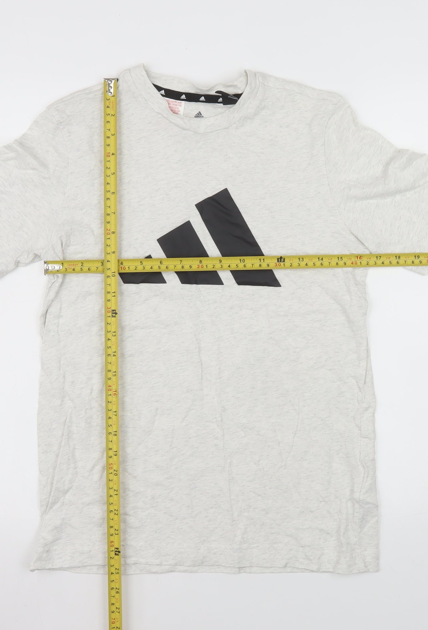 Adidas Boys Grey 13-14 Years Basic Cotton Logo T-Shirt