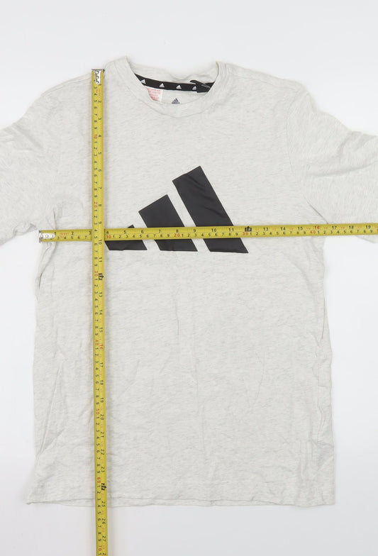 Adidas Boys Grey 13-14 Years Basic Cotton Logo T-Shirt