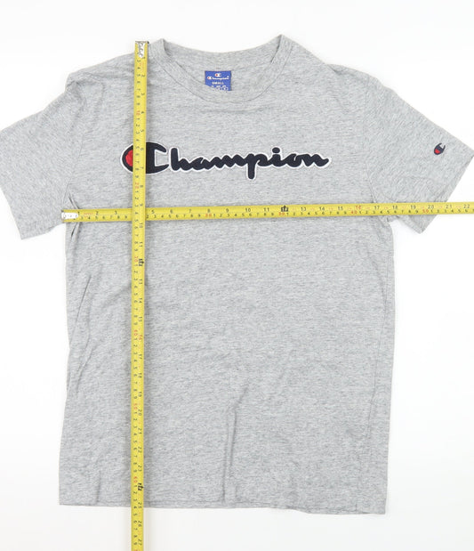 Champion Men's Grey Short Sleeve Crew Neck Logo T-Shirt Size S