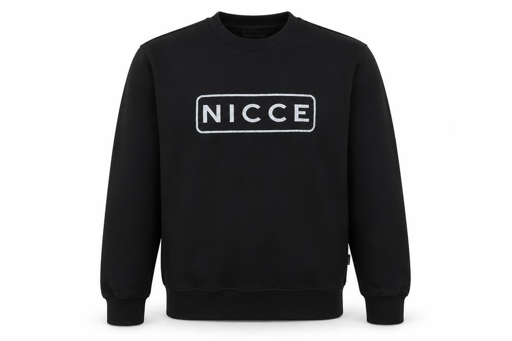 NICCE Men's Black Small Pullover Crew Neck Logo Sweatshirt