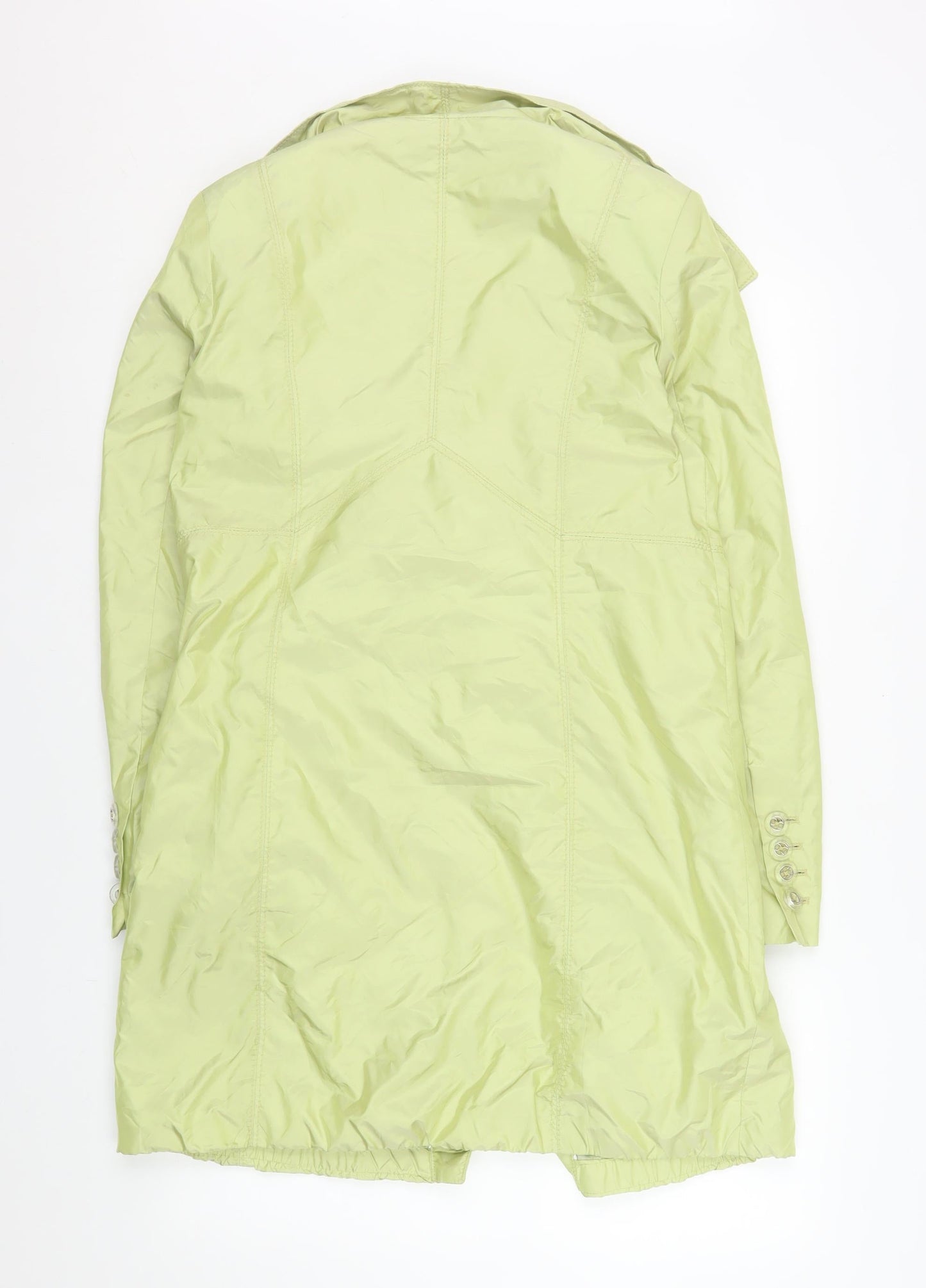 Damo Amsterdam Womens Green Belted Trench Coat Size 14 Lightweight Mid-Length