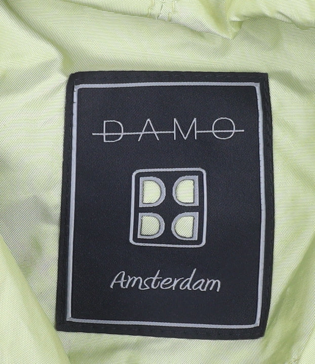 Damo Amsterdam Womens Green Belted Trench Coat Size 14 Lightweight Mid-Length