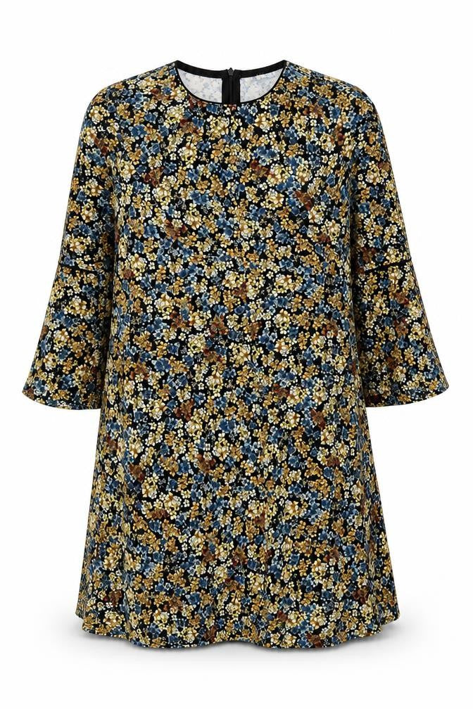 Zara Women Multicoloured Floral Shift Dress Size 8 Long Sleeve