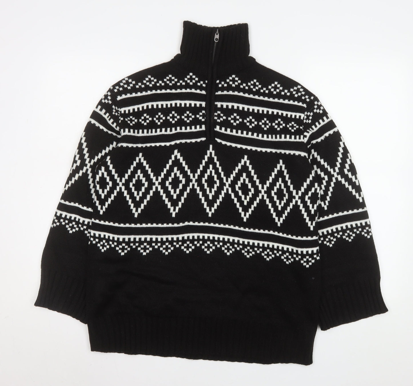 H&M Divided Men's Black Geometric Knit Pullover Sweatshirt S