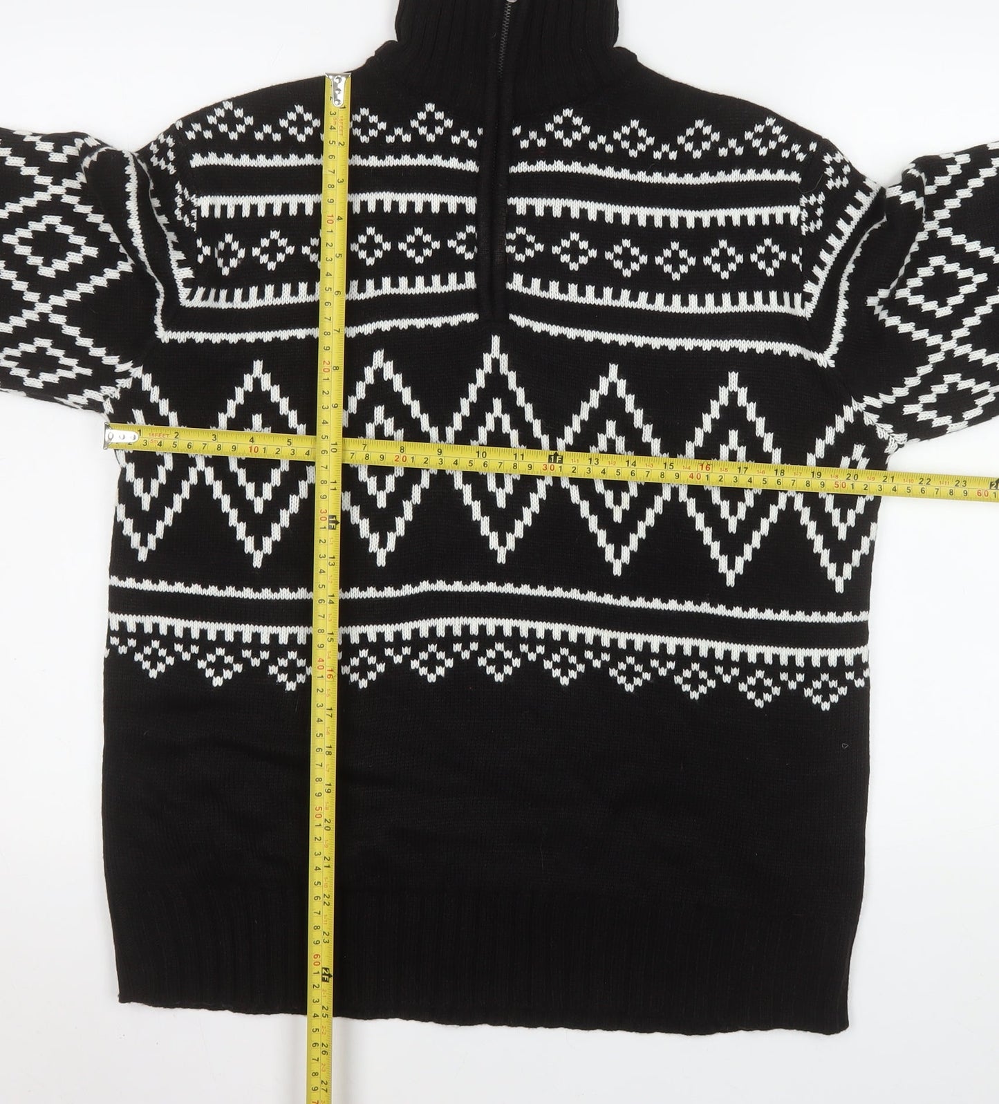 H&M Divided Men's Black Geometric Knit Pullover Sweatshirt S
