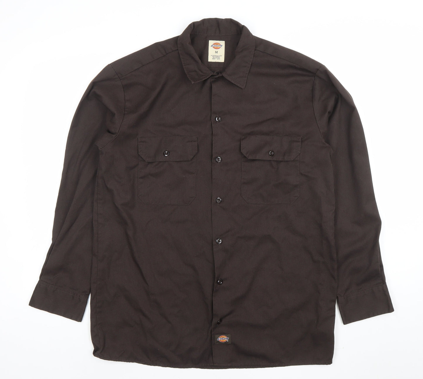 Dickies Men's Brown Long Sleeve Button-Up Work Shirt M