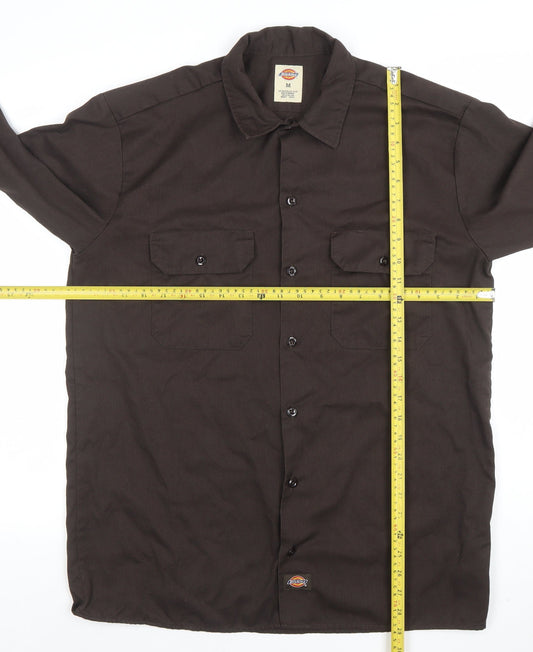 Dickies Men's Brown Long Sleeve Button-Up Work Shirt M