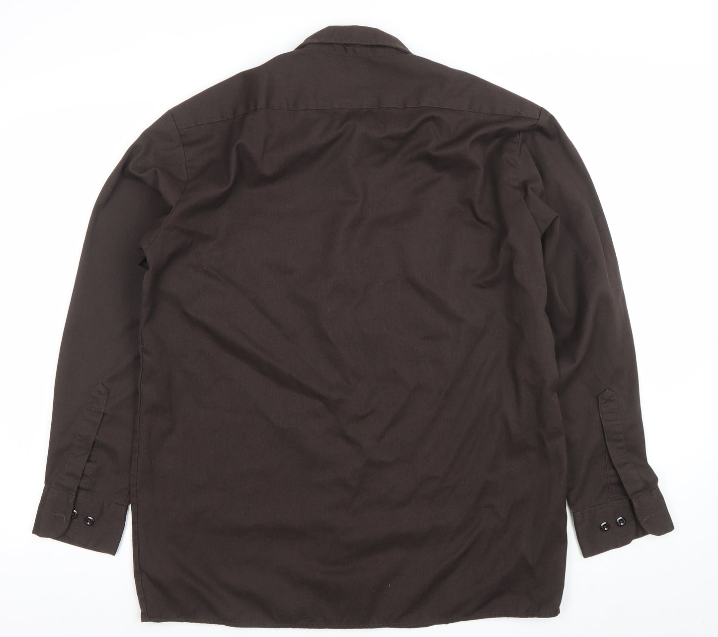 Dickies Men's Brown Long Sleeve Button-Up Work Shirt M
