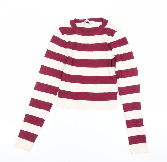 Zara Women Multicoloured Striped Crew Neck Pullover Jumper Size S