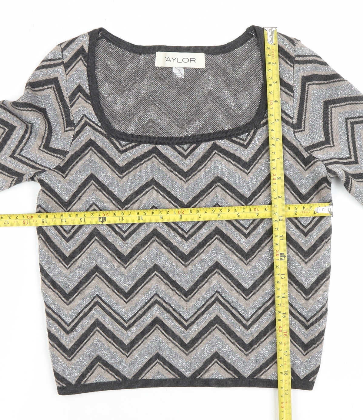 Taylor Women's Grey Square Neck Long Sleeve Knit Jumper Size M