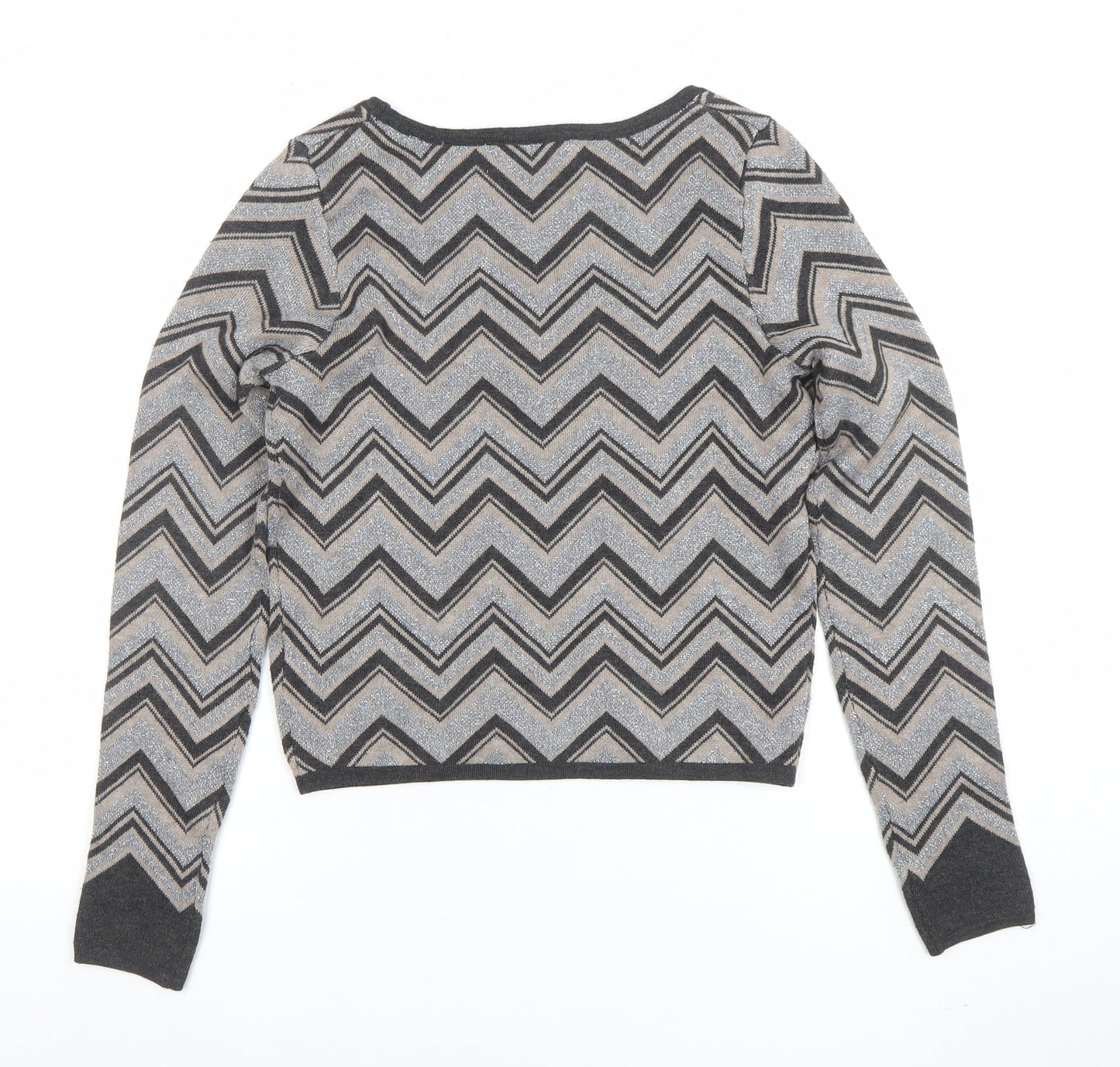 Taylor Women's Grey Square Neck Long Sleeve Knit Jumper Size M