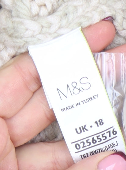 Marks and Spencer Women’s Beige Chunky Knit Collared Cardigan UK 18