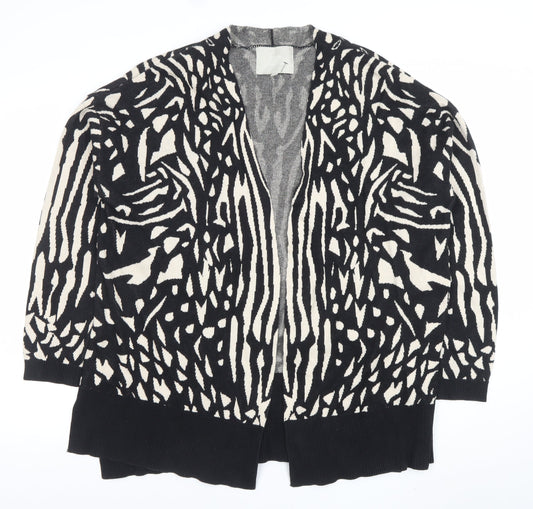 FWM by Fenn Wright Manson Women Black Ivory Animal Print Cardigan L