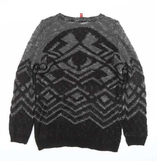H&M Divided Women’s Black Aztec Knit Pullover Jumper XS