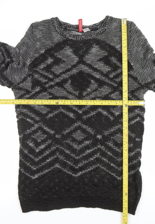H&M Divided Women’s Black Aztec Knit Pullover Jumper XS