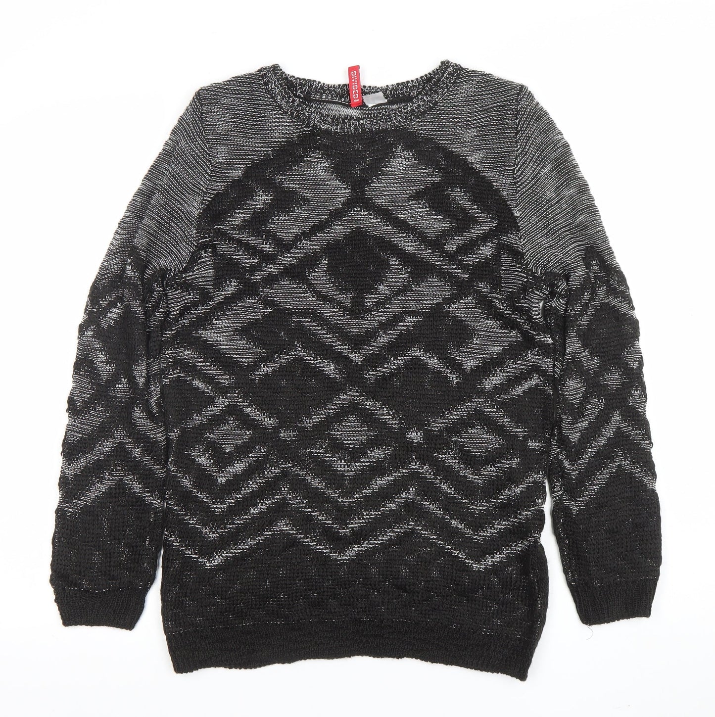 H&M Divided Women’s Black Aztec Knit Pullover Jumper XS