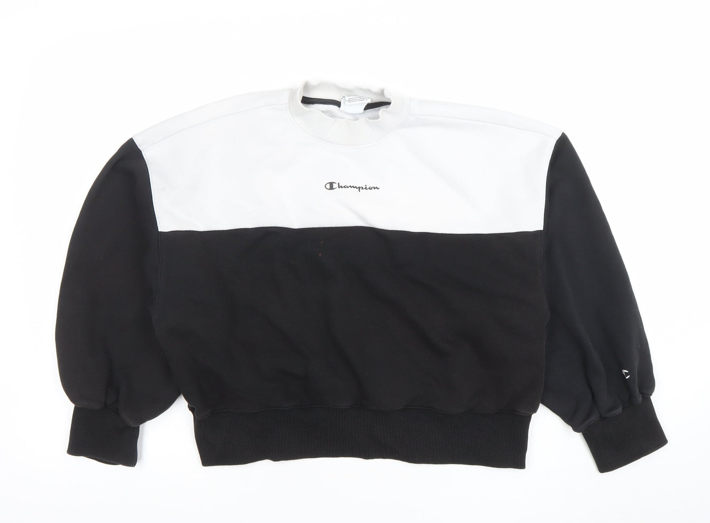 Champion Women's Black and White Crew Neck Pullover Sweatshirt Small