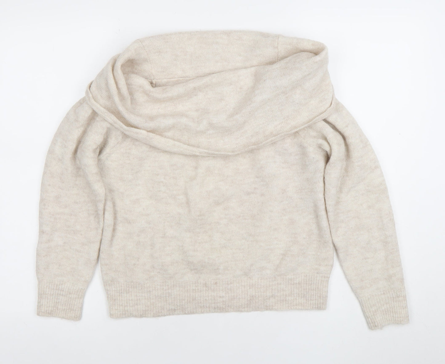 H&M Divided Beige Roll Neck Knit Jumper Unisex S Casual Pullover
