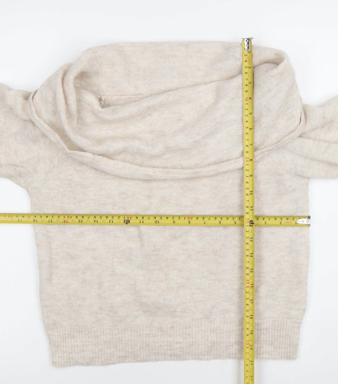 H&M Divided Beige Roll Neck Knit Jumper Unisex S Casual Pullover
