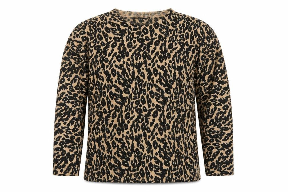 Marks and Spencer Unisex Beige Leopard Print Wool Jumper L