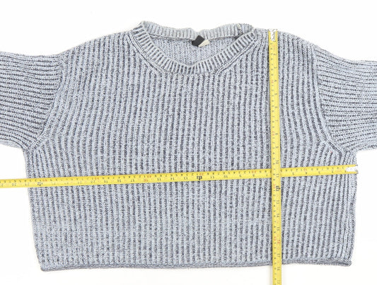 Divided Womens Grey Chunky Knit Crew Neck Pullover Jumper XS