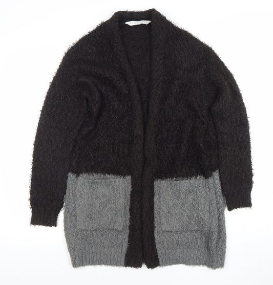 Amara Reya Women's Black Grey Knit Open Cardigan Size M