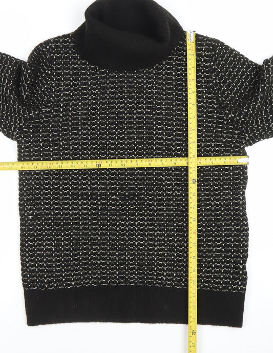 MICHA Women’s Black Roll Neck Knit Wool Blend Jumper Size M