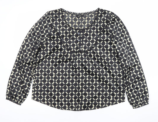 Comma Women’s Black Polka Dot Long Sleeve Tunic Blouse Size L