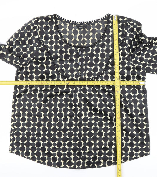 Comma Women’s Black Polka Dot Long Sleeve Tunic Blouse Size L