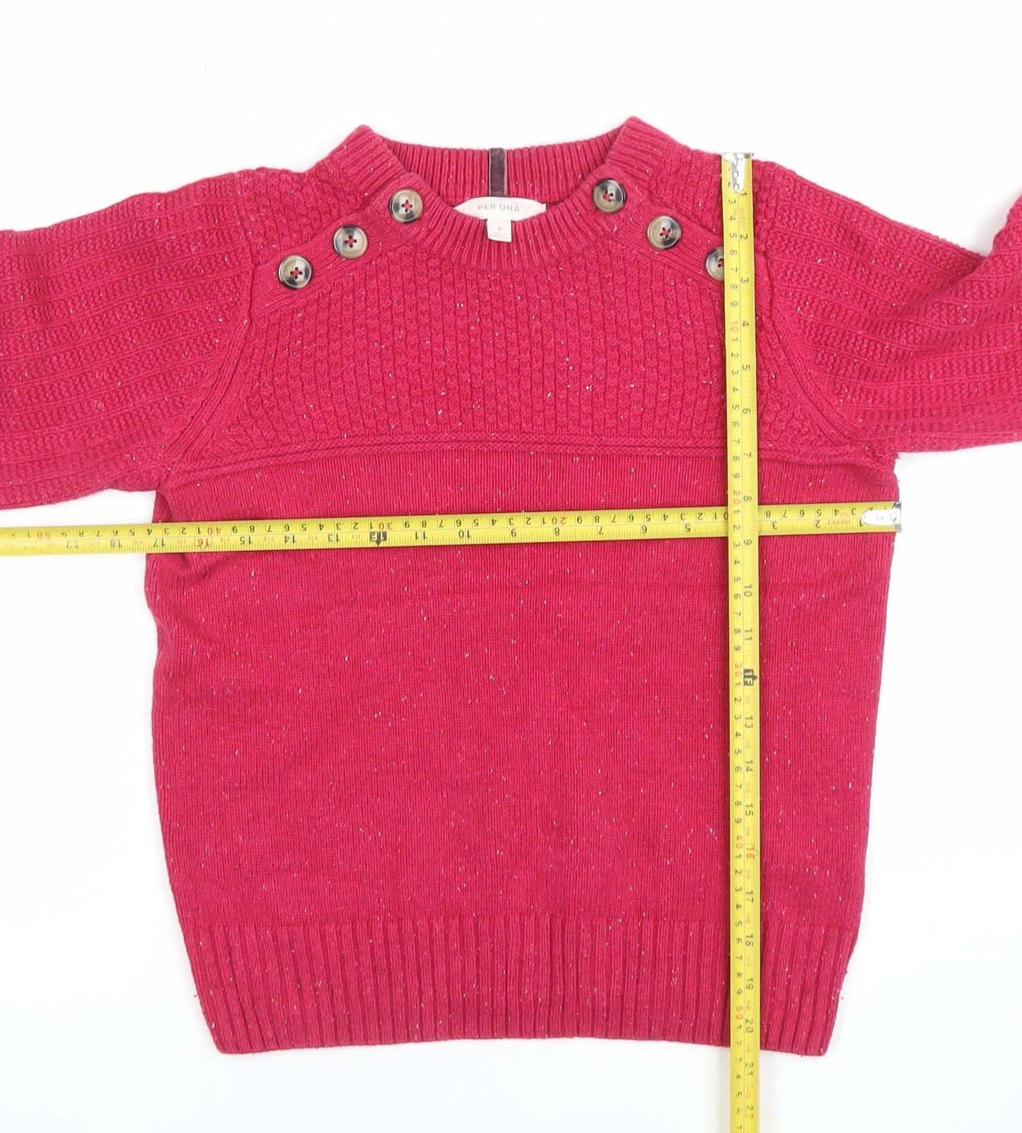 Marks and Spencer Per Una Women’s Pink Button Pullover Jumper Size 8