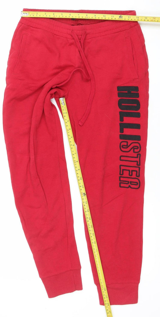 Hollister Womens Red Jogger Trousers Size S Cotton Blend Elastic Waist