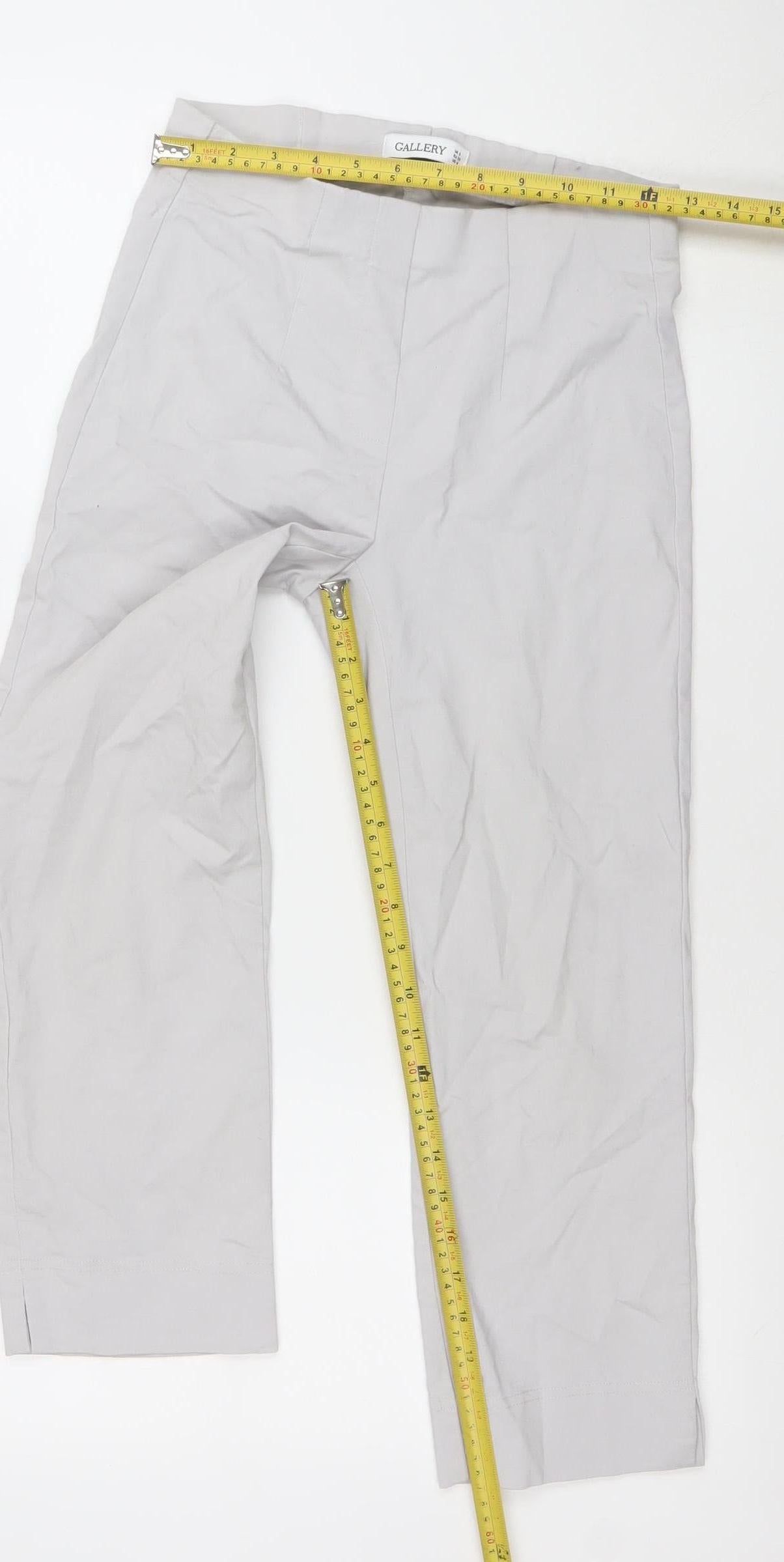 Gallery Women Beige Viscose Blend Stretch Straight Trousers UK 8