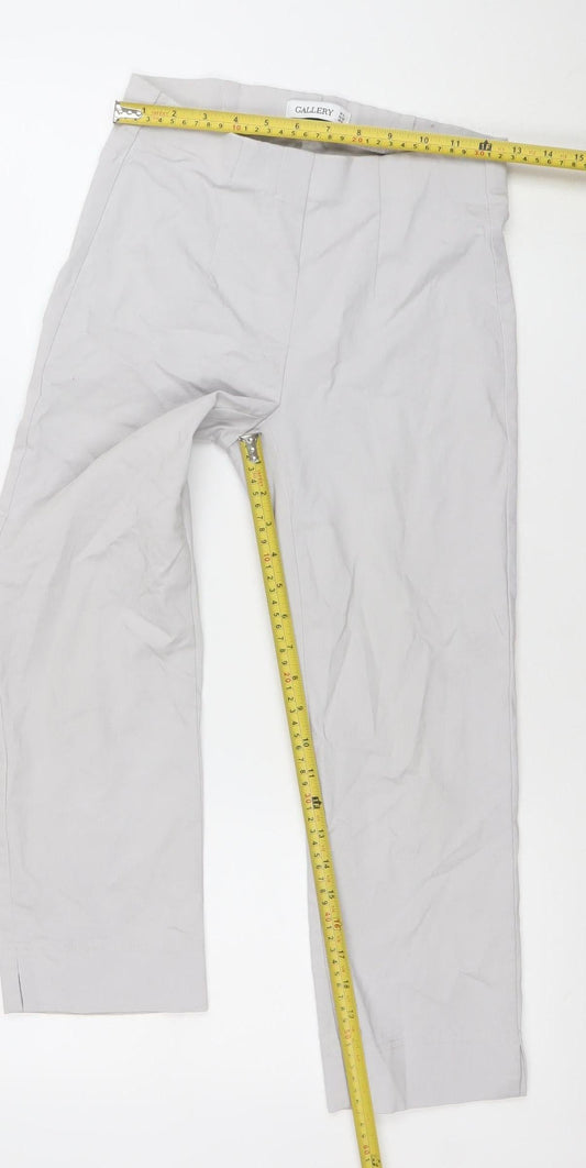 Gallery Women Beige Viscose Blend Stretch Straight Trousers UK 8