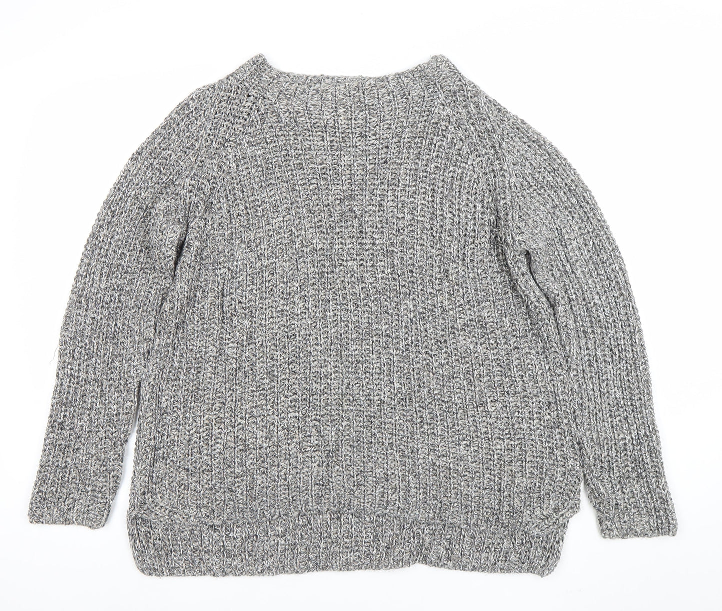 Oui Women’s Grey Chunky Knit Cotton Blend Jumper Size 14
