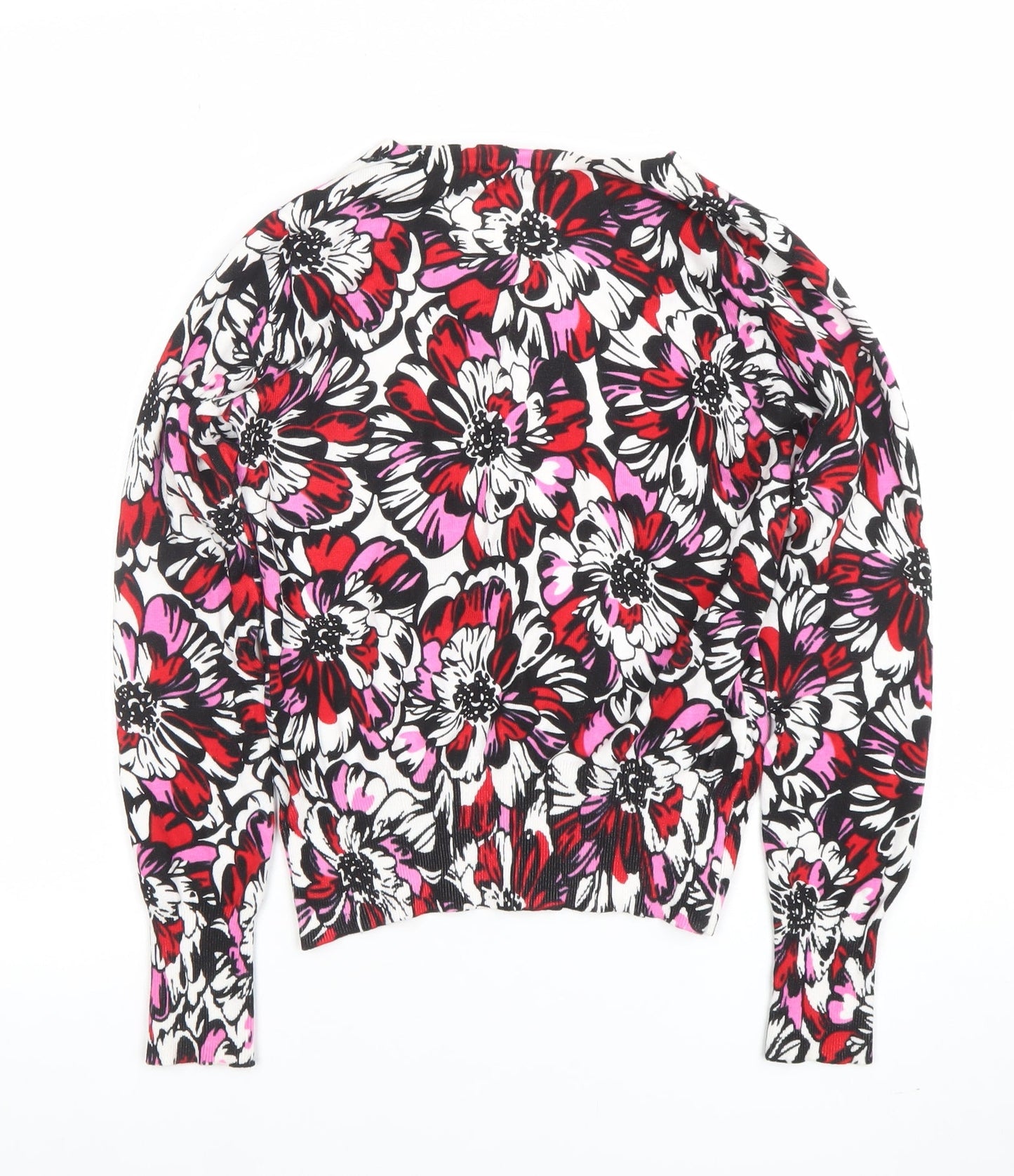 M&Co Women’s Multicoloured Floral Cardigan Size 10 Knit Cotton Blend