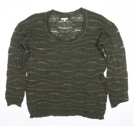 Piazza Sempione Women’s Green Wool Blend Open Knit Jumper Size 10