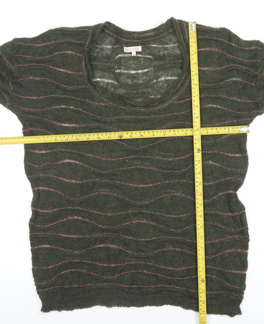 Piazza Sempione Women’s Green Wool Blend Open Knit Jumper Size 10
