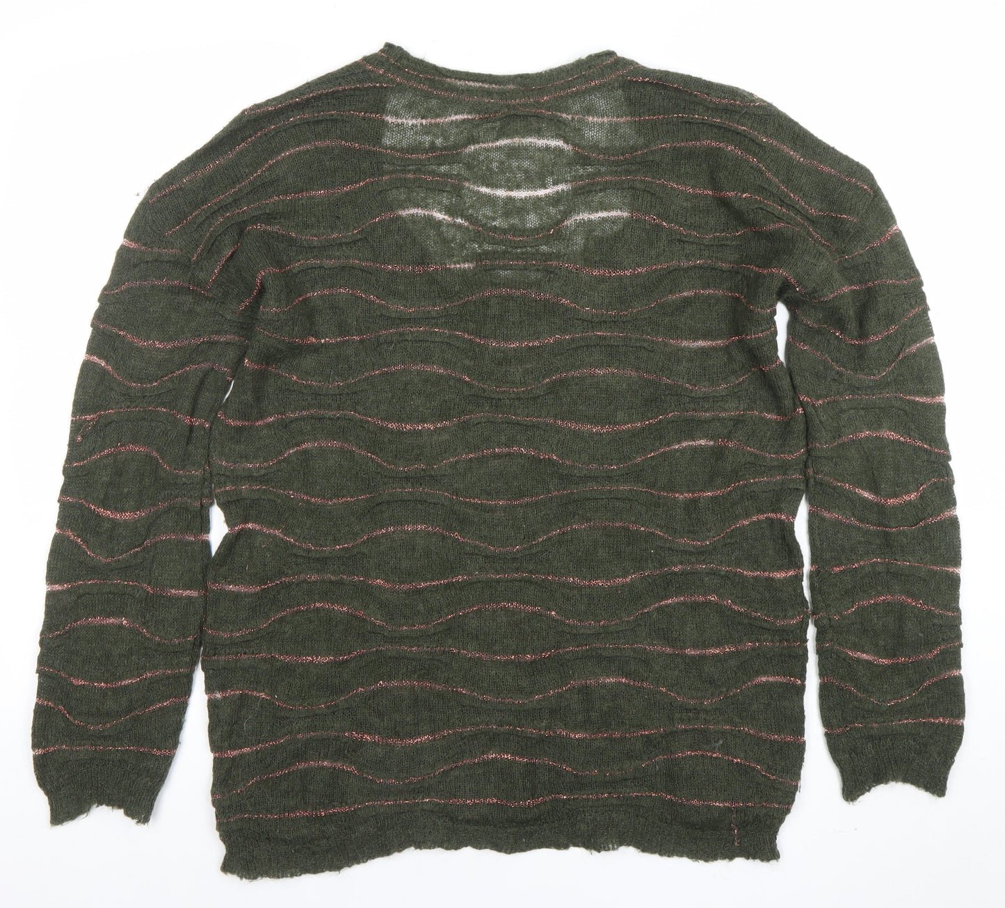 Piazza Sempione Women’s Green Wool Blend Open Knit Jumper Size 10