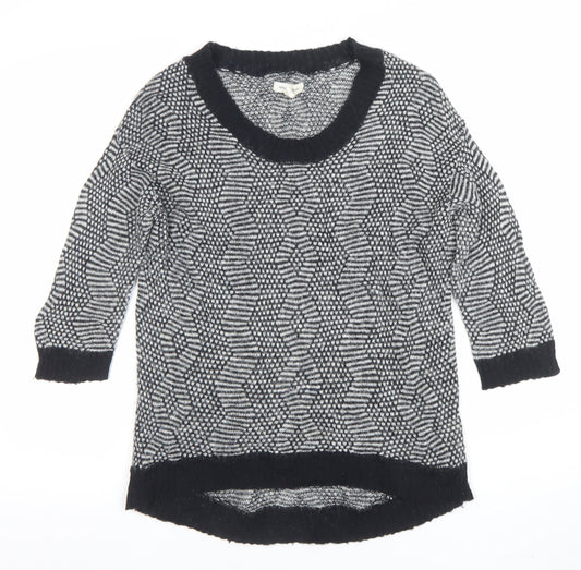 Silence + Noise Women's Black Geometric Knit Pullover Jumper Size S