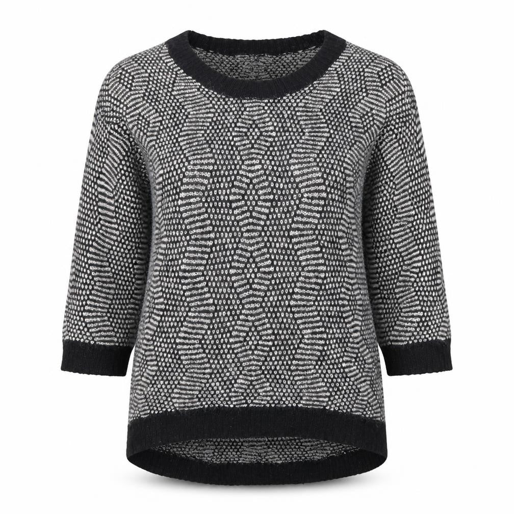 Front view of Silence + Noise Women's Black Geometric Knit jumper, size S