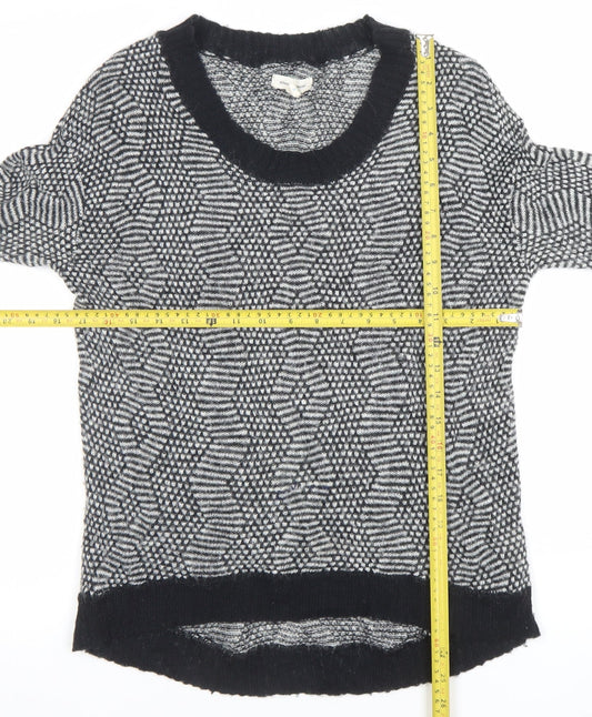 Silence + Noise Women's Black Geometric Knit Pullover Jumper Size S