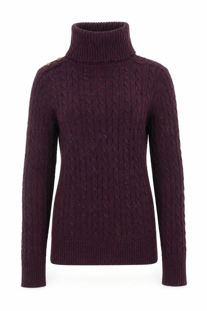 Superdry Womens Purple Roll Neck Cable-Knit Jumper Size S