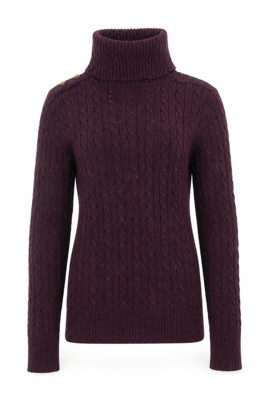 Superdry Womens Purple Roll Neck Cable-Knit Jumper Size S