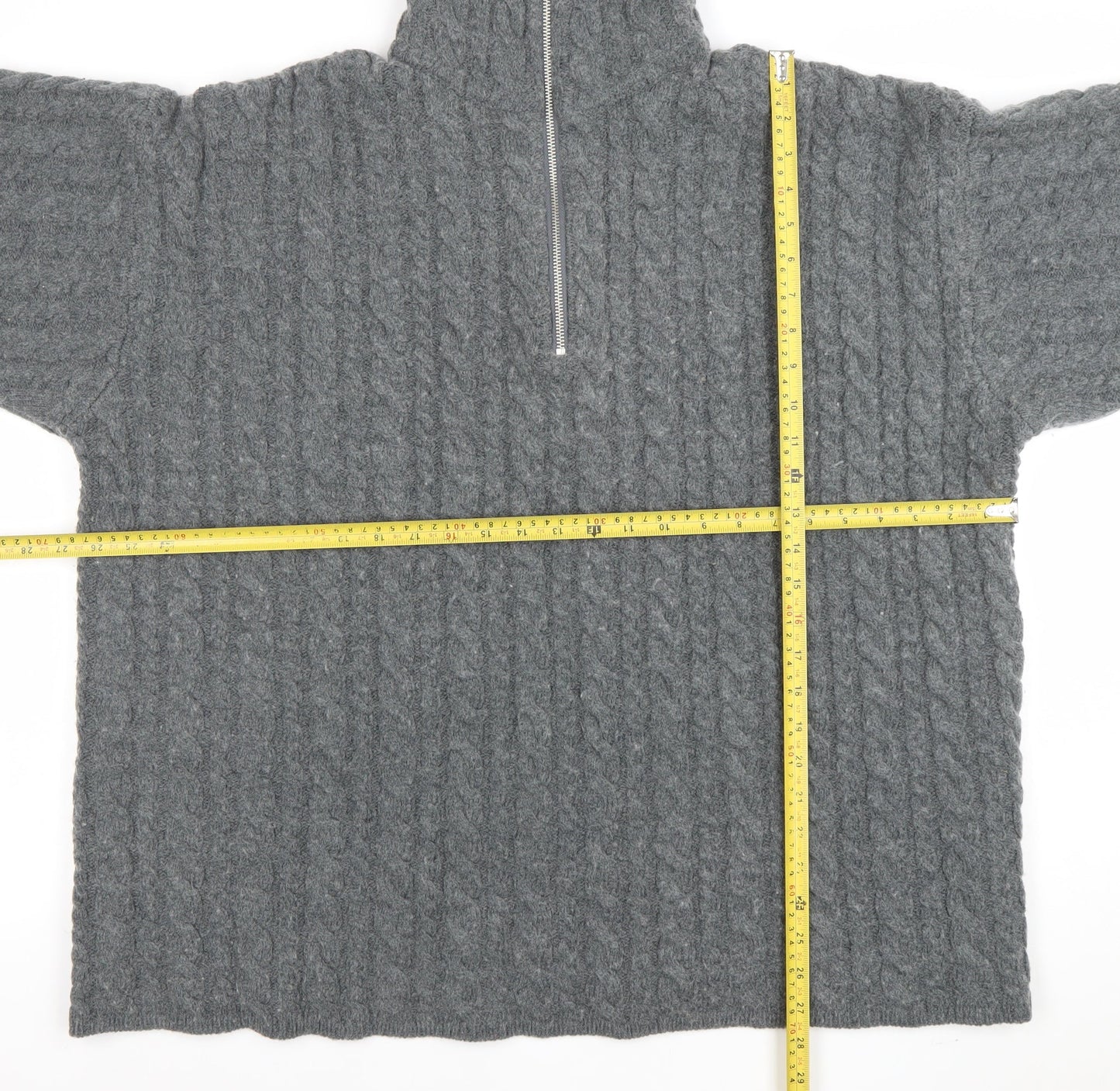 H&M Women’s Grey Wool Blend Cable-Knit Half Zip Jumper Size S