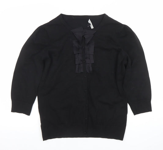 Laura Ashley Women's Black Knit Bow Detail Blouse UK 16