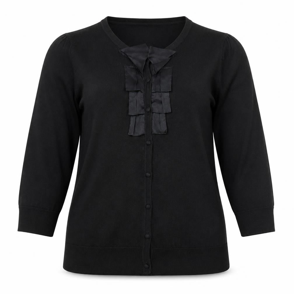 Laura Ashley Women's Black Knit Bow Detail Blouse UK 16