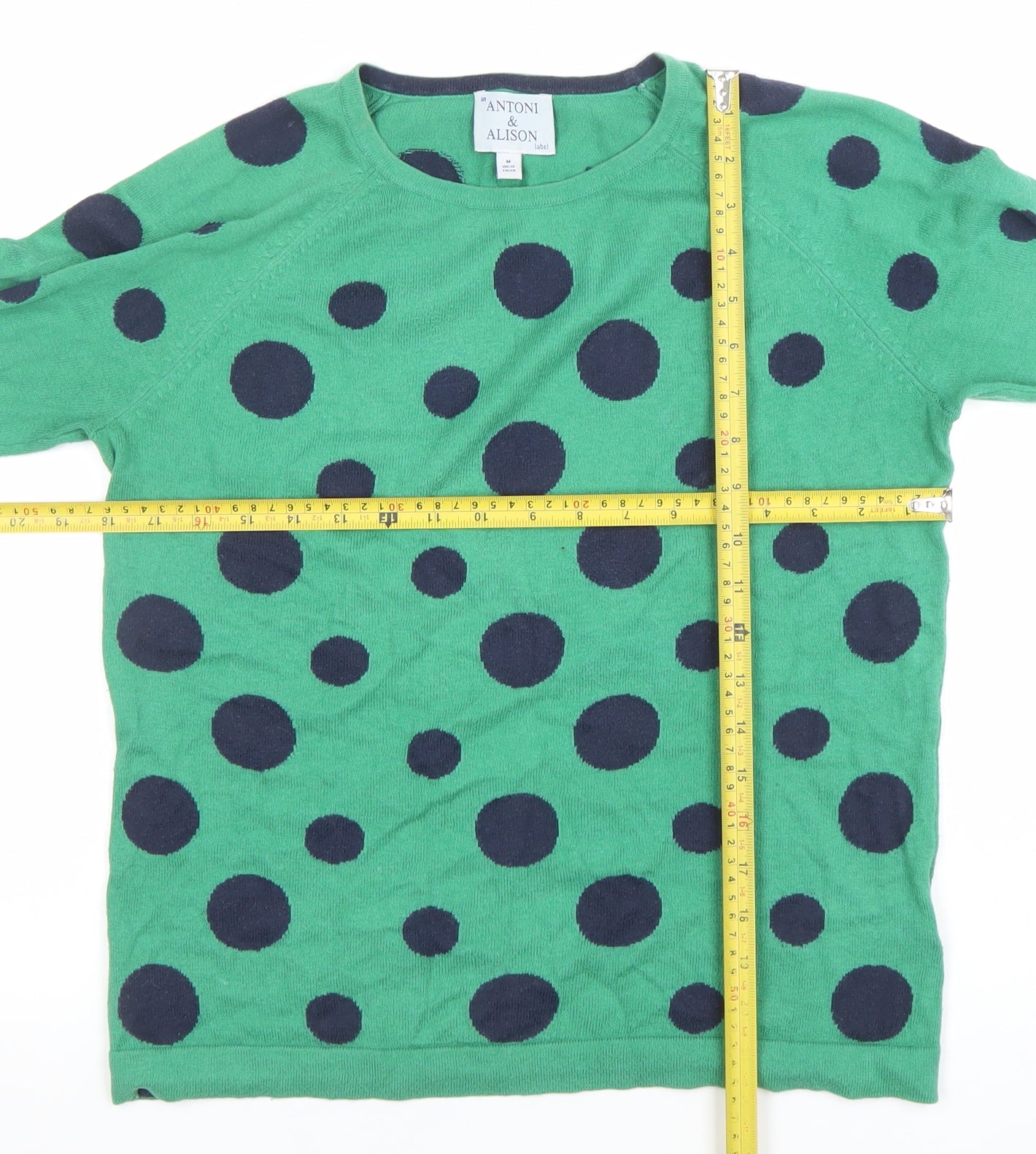 Antoni & Alison Women's Green Polka Dot Cotton Jumper Size 12