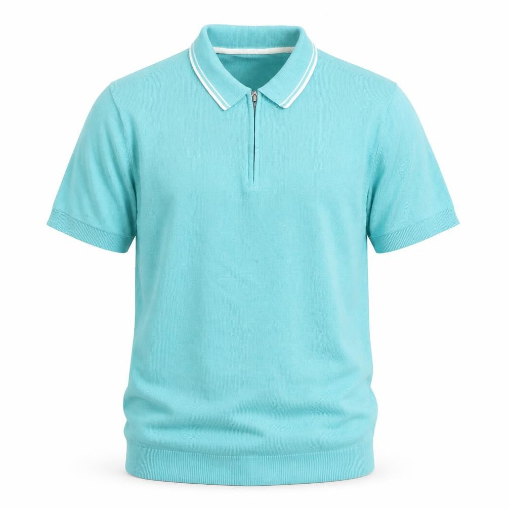 Farhi by Nicole Farhi Men's Blue 1/4 Zip Cotton Polo Shirt Size M